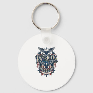 Patriotic Christmas Vector Graphic Tee (2) Key Ring