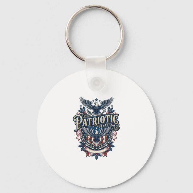 Patriotic Christmas Vector Graphic Tee (2) Key Ring (Front)