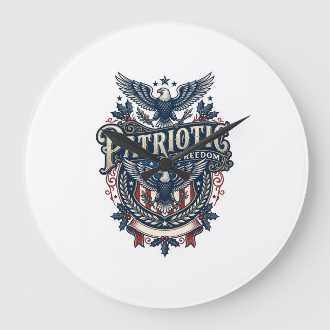 Patriotic Christmas Vector Graphic Tee (2) Large Clock (Front)