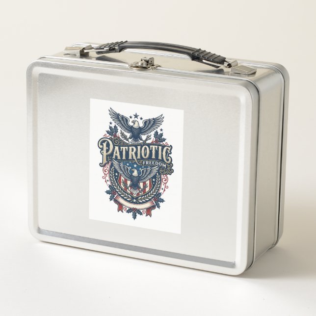 Patriotic Christmas Vector Graphic Tee (2) Metal Lunch Box (Front)