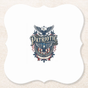 Patriotic Christmas Vector Graphic Tee (2) Paper Coaster
