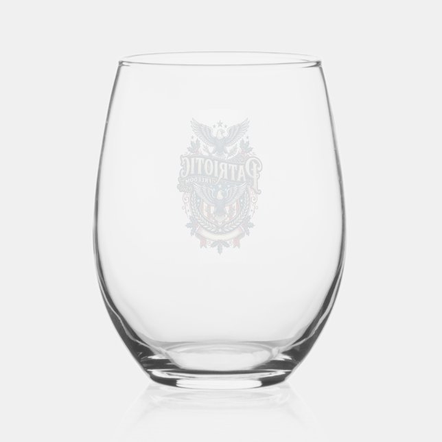 Patriotic Christmas Vector Graphic Tee (2) Stemless Wine Glass (Front)