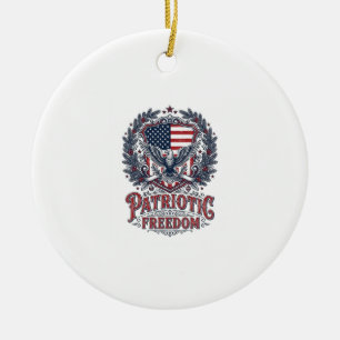 Patriotic Christmas Vector Graphic Tee Ceramic Tree Decoration