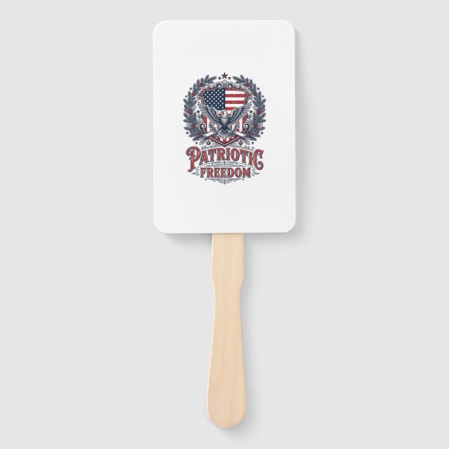 Patriotic Christmas Vector Graphic Tee Hand Fan (Front)