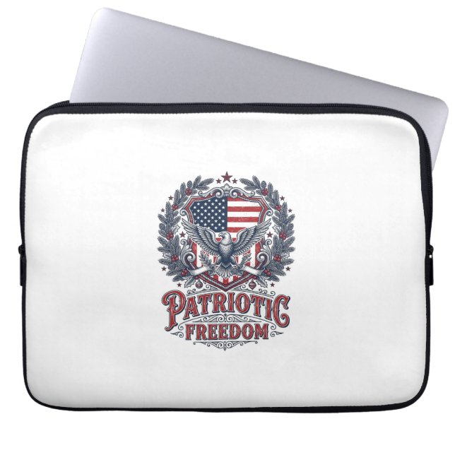 Patriotic Christmas Vector Graphic Tee Laptop Sleeve (Front)