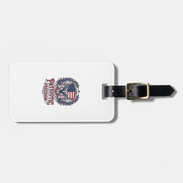 Patriotic Christmas Vector Graphic Tee Luggage Tag (Front Horizontal)