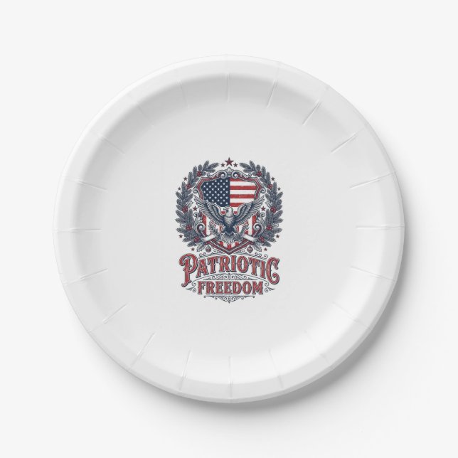 Patriotic Christmas Vector Graphic Tee Paper Plate (Front)