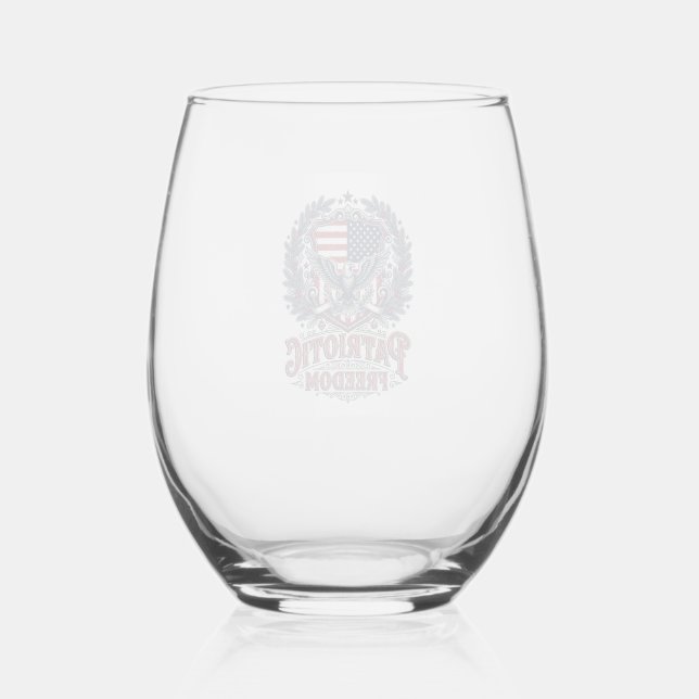 Patriotic Christmas Vector Graphic Tee Stemless Wine Glass (Front)