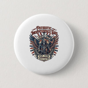 Patriotic Chrome Reaper Dark Patriot Skeleton & Re 6 Cm Round Badge