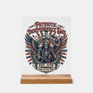 Patriotic Chrome Reaper Dark Patriot Skeleton & Re Acrylic Sign