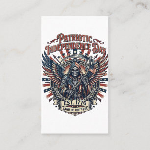 Patriotic Chrome Reaper Dark Patriot Skeleton & Re Business Card