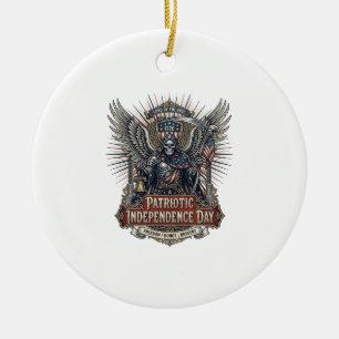Patriotic Chrome Reaper Dark Patriot Skeleton & Re Ceramic Tree Decoration