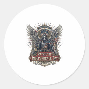 Patriotic Chrome Reaper Dark Patriot Skeleton & Re Classic Round Sticker