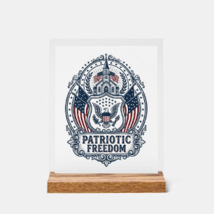 Patriotic Church Camp Vector Graphic Tee Acrylic Sign