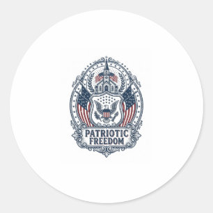 Patriotic Church Camp Vector Graphic Tee Classic Round Sticker