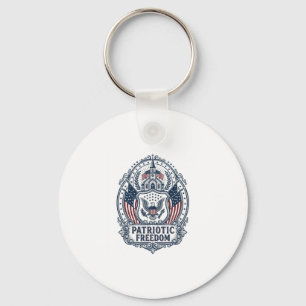 Patriotic Church Camp Vector Graphic Tee Key Ring