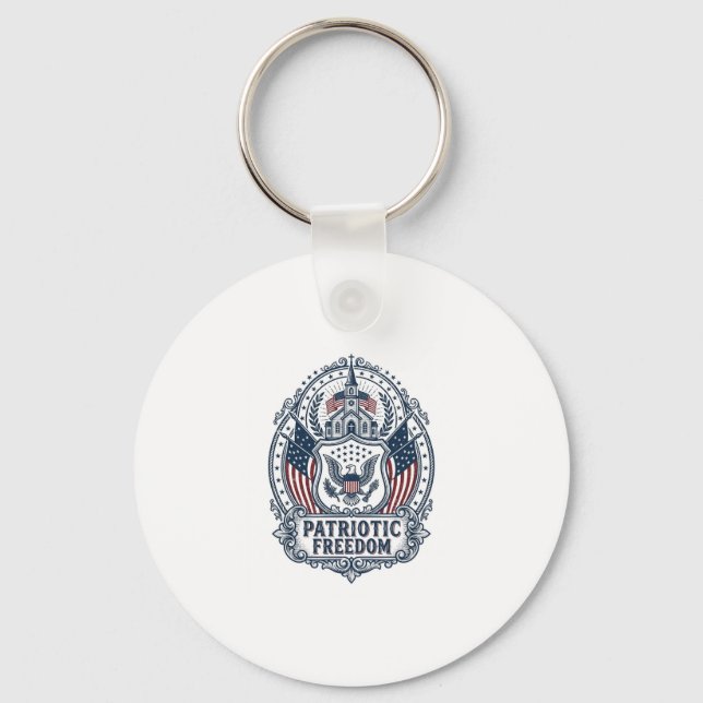 Patriotic Church Camp Vector Graphic Tee Key Ring (Front)