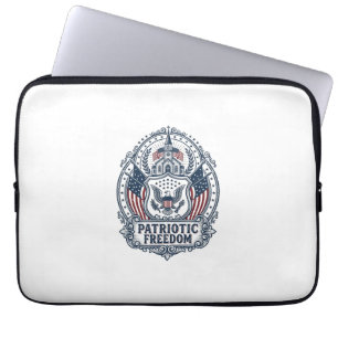 Patriotic Church Camp Vector Graphic Tee Laptop Sleeve