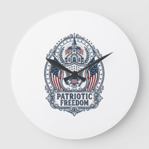 Patriotic Church Camp Vector Graphic Tee Large Clock