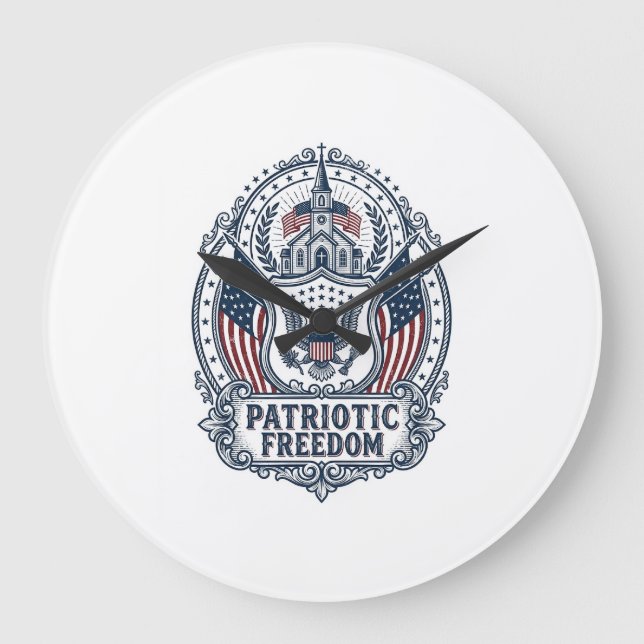 Patriotic Church Camp Vector Graphic Tee Large Clock (Front)