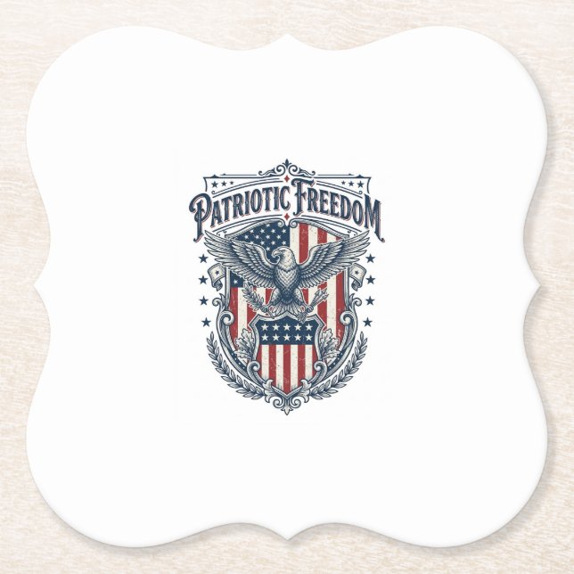 Patriotic City Pride Series Vector Graphic Tee Paper Coaster (Front)