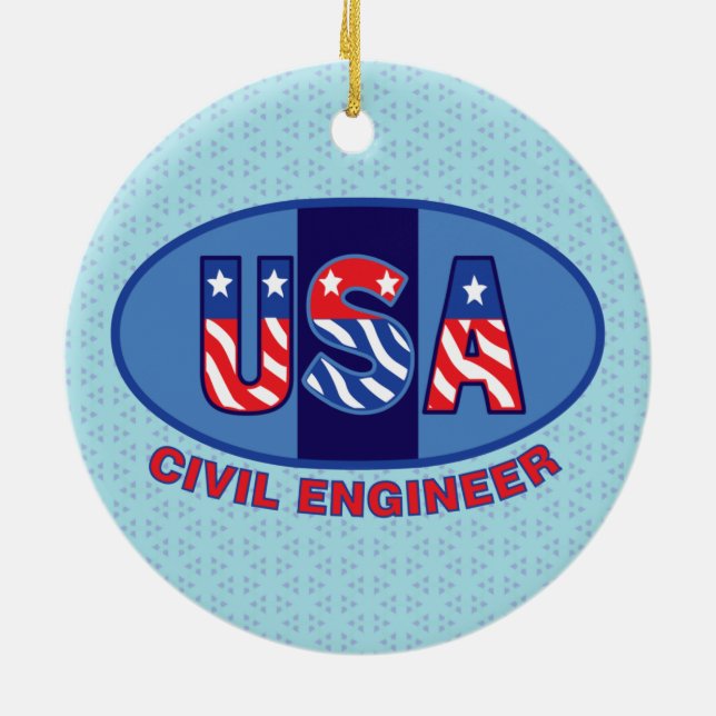 Patriotic Civil Engineer Ceramic Tree Decoration (Back)