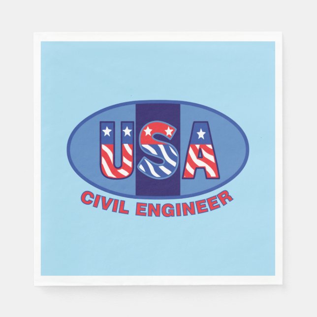 Patriotic Civil Engineer Napkin (Front)
