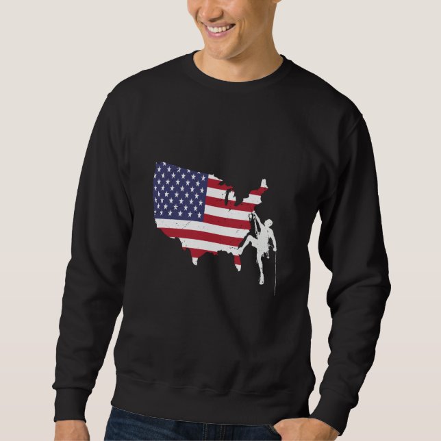 Patriotic Climber Bouldering and Rock Climbing Ame Sweatshirt (Front)