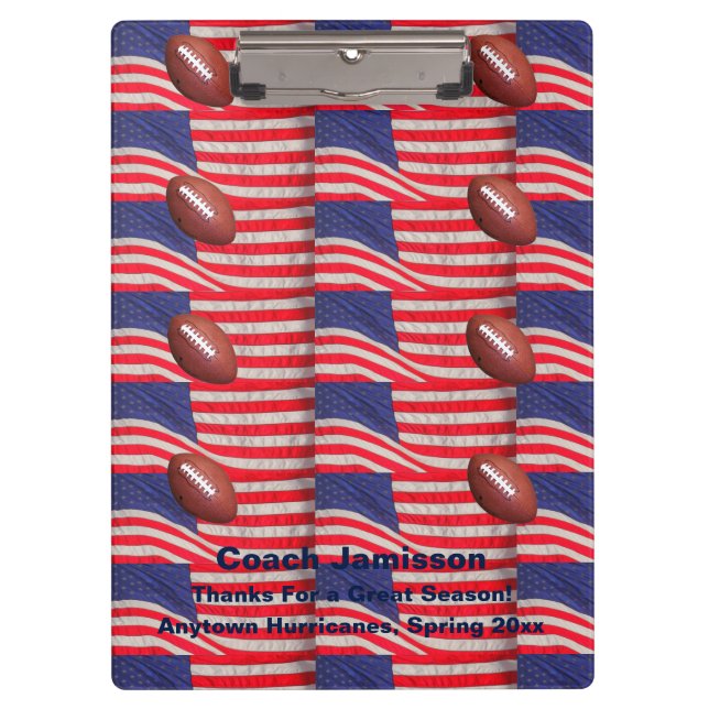 Patriotic Clipboard American Flags, Football Coach (Front)