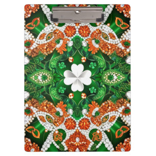 Patriotic Clipboard with Irish Colours Clover Leaf