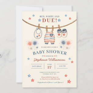 Patriotic Clothesline Baby Shower Invitation