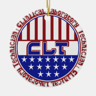 PATRIOTIC CLT CLINICAL LABORATORY TECH CERAMIC TREE DECORATION