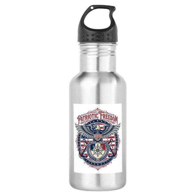 Patriotic Coastal Preppy Vector Graphic Tee 532 Ml Water Bottle (Front)