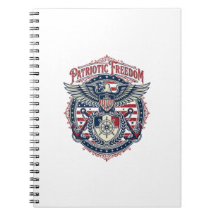 Patriotic Coastal Preppy Vector Graphic Tee Notebook