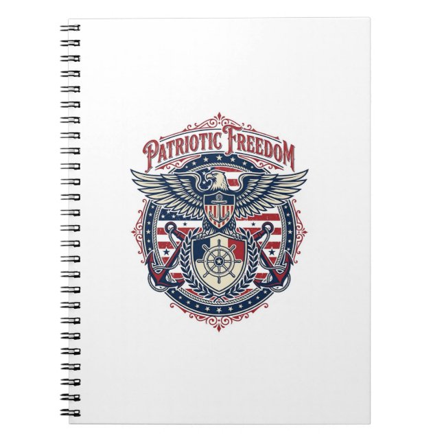 Patriotic Coastal Preppy Vector Graphic Tee Notebook (Front)