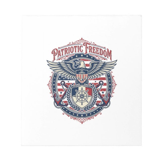 Patriotic Coastal Preppy Vector Graphic Tee Notepad (Front)