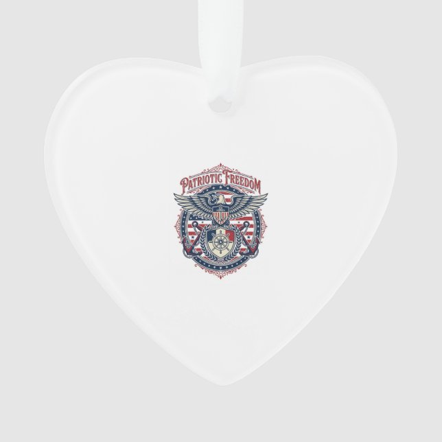 Patriotic Coastal Preppy Vector Graphic Tee Ornament (Front)