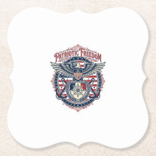 Patriotic Coastal Preppy Vector Graphic Tee Paper Coaster