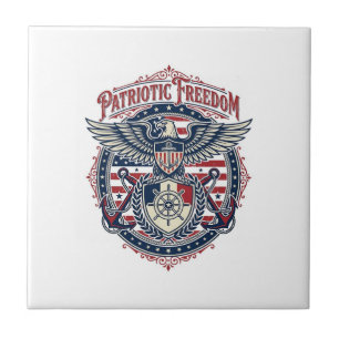 Patriotic Coastal Preppy Vector Graphic Tee Tile