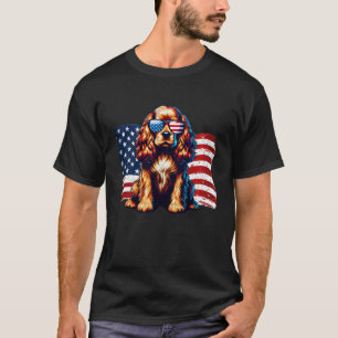 Patriotic Cocker Spaniel Dog USA Flag Sunglasses A T-Shirt