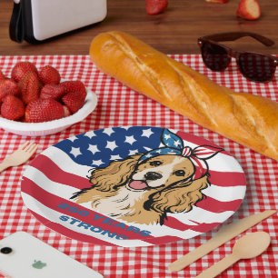 Patriotic Cocker Spaniel Paper Plate