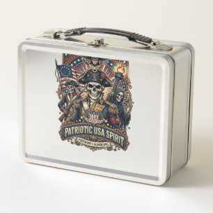 Patriotic Colonial Skull Commander Dark Patriot Sk Metal Lunch Box