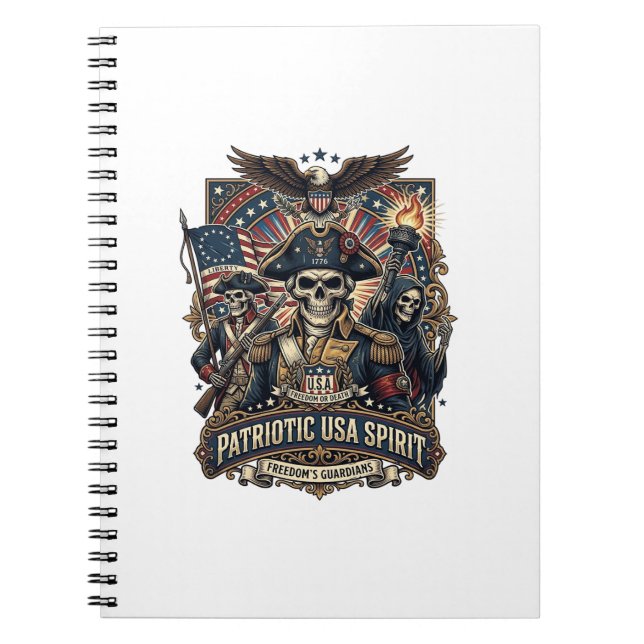 Patriotic Colonial Skull Commander Dark Patriot Sk Notebook (Front)