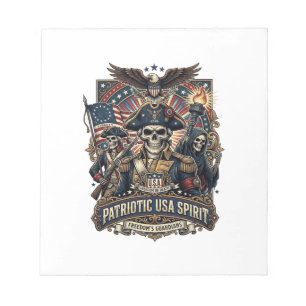 Patriotic Colonial Skull Commander Dark Patriot Sk Notepad