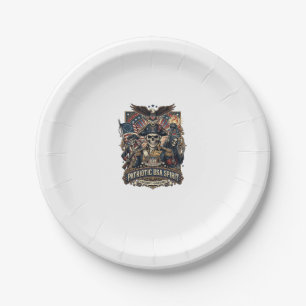 Patriotic Colonial Skull Commander Dark Patriot Sk Paper Plate