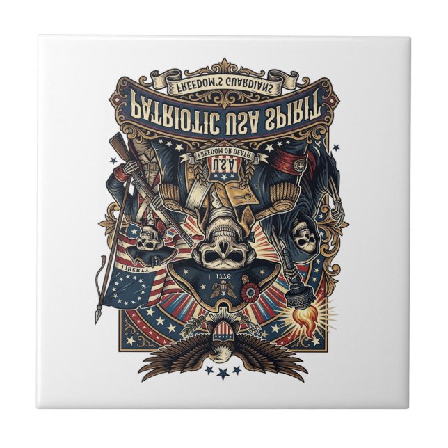 Patriotic Colonial Skull Commander Dark Patriot Sk Tile (Front)