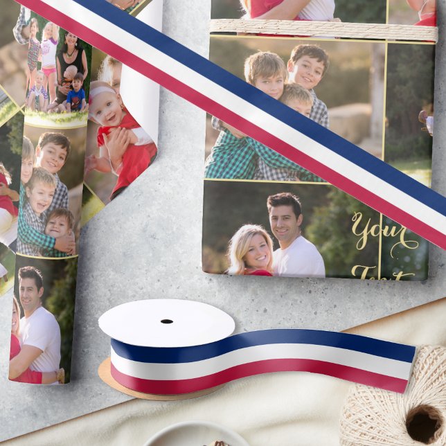 Patriotic Colours Red White Blue Stripes Gift Wrap Satin Ribbon (Patriotic Colors Red White Blue Stripes Gift Wrap Satin Ribbon)