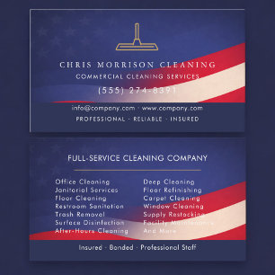 Patriotic Commercial Cleaning Professional Business Card