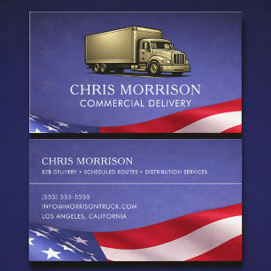 Patriotic Commercial Delivery Truck Driver Business Card