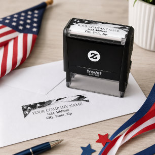 PATRIOTIC Company Name USA American Flag Self-inking Stamp